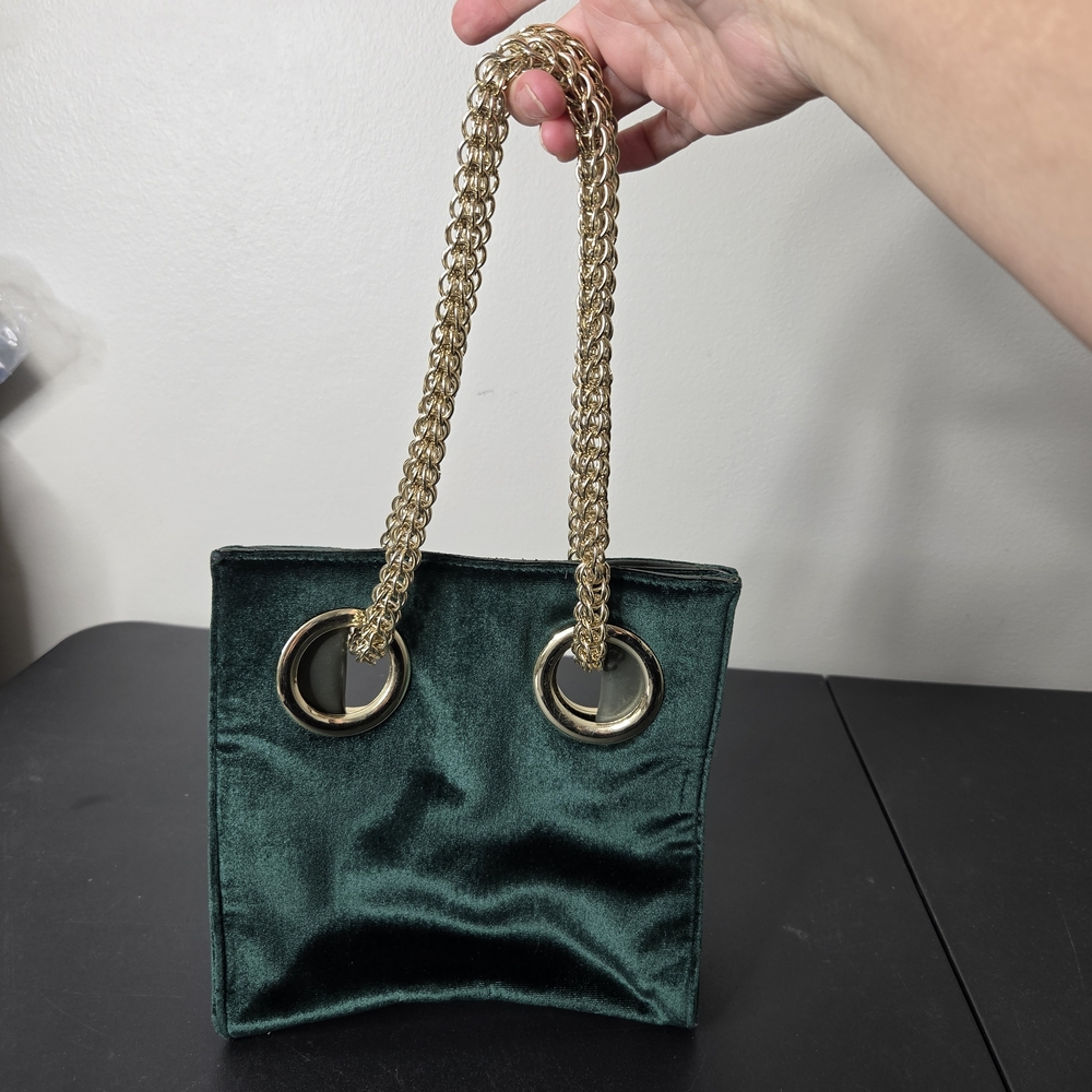 Lisi Lerch Velvet Small Handbag Gold Thick Chain